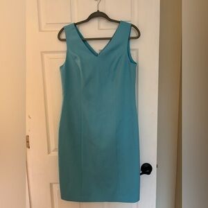 Anne Klein Teal V-Neck Midi Dress